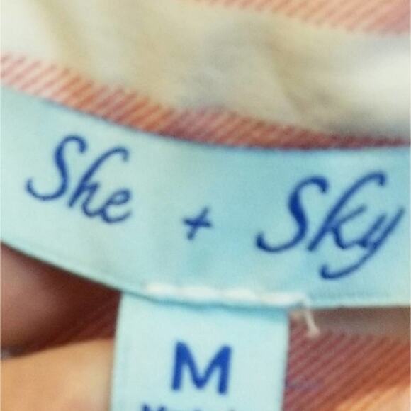 She and Sky pink and white striped button‎ down shirt size medium - Picture 5 of 5